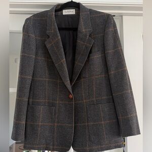 Vintage Evan Picone plaid wool blazer windowpane pattern